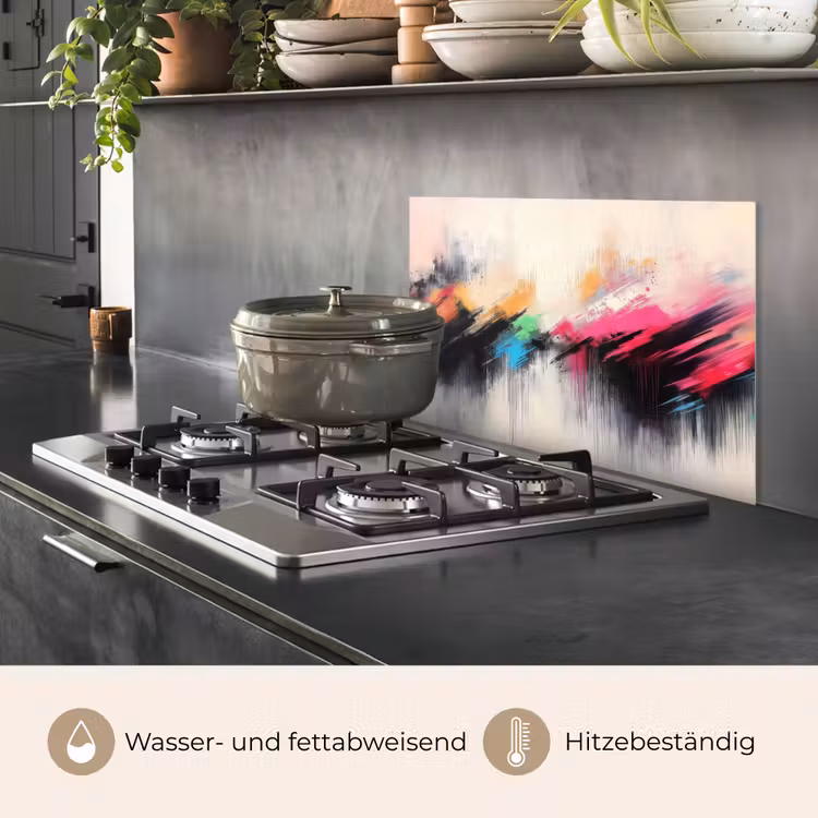 Dynamisch - Abstract - Kleurrijk - Zwart keuken achterwand spatscherm klein -usp_DE