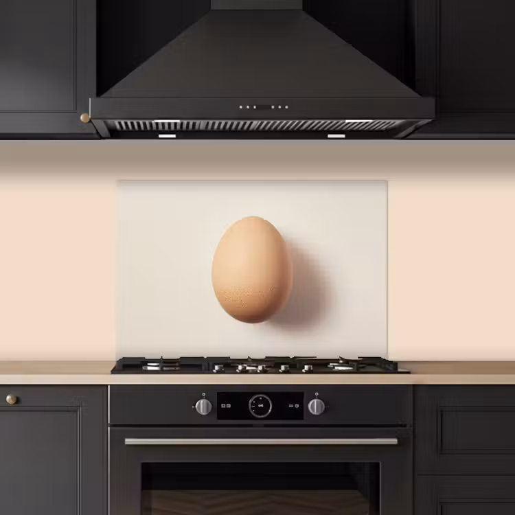 Ei - Beige - Ovaal - Egaal keuken achterwand spatscherm klein -sfeer1