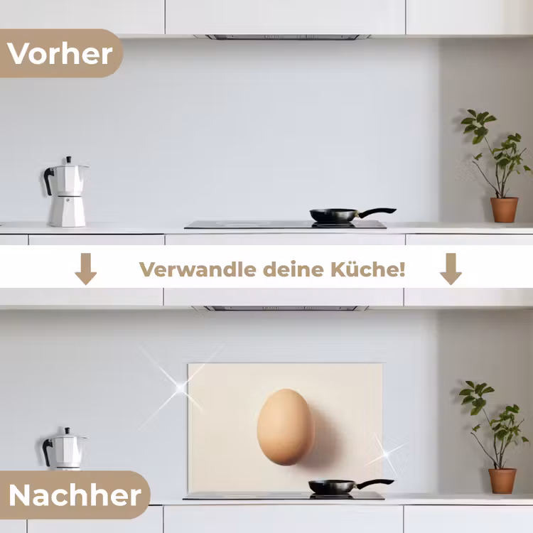 Ei - Beige - Ovaal - Egaal keuken achterwand spatscherm klein -voor_na_DE