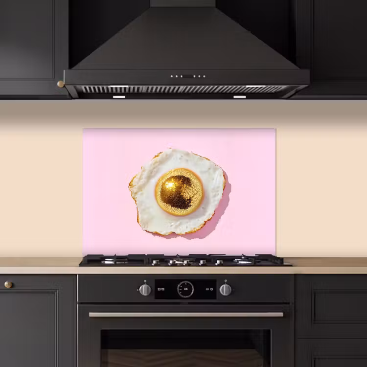 Ei - Disco - Ontbijt - Glitter keuken achterwand spatscherm klein -sfeer1