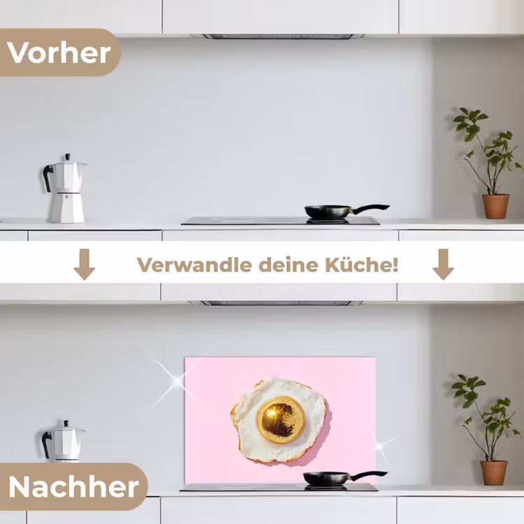 Ei - Disco - Ontbijt - Glitter keuken achterwand spatscherm klein -voor_na_DE