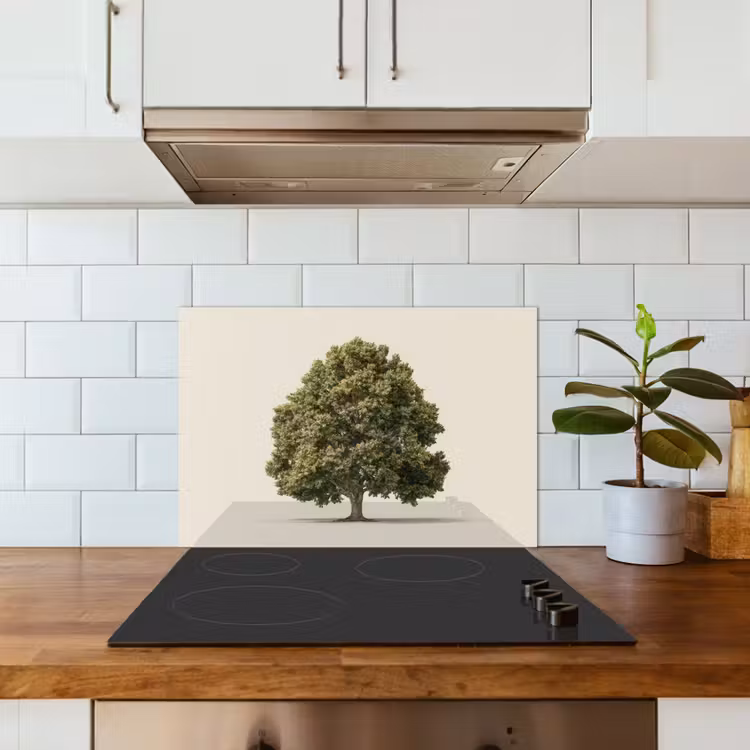 Eikenboom - Groen - Lichte achtergrond keuken achterwand spatscherm klein -sfeer2