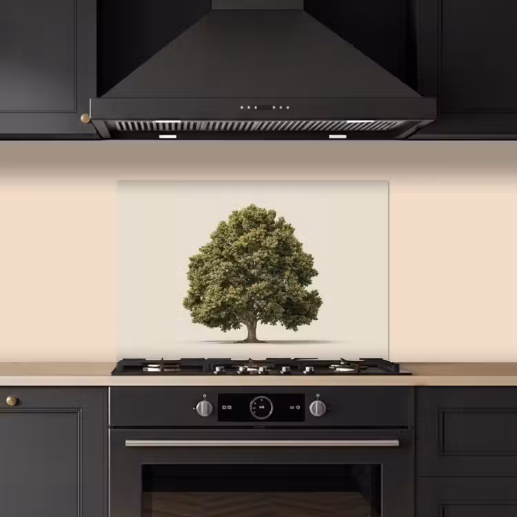 Eikenboom - Groen - Lichte achtergrond keuken achterwand spatscherm klein -sfeer1