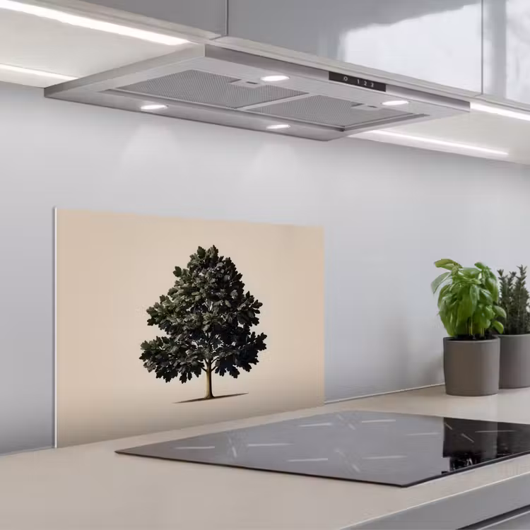 Eikenboom - Schaduw - Egaal keuken achterwand spatscherm klein -3d_schuin