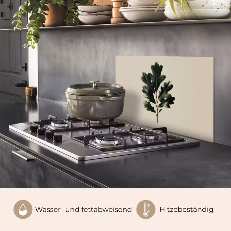 Eikenbladeren - Beige - Groen - Golvende randen keuken achterwand spatscherm klein -usp_DE
