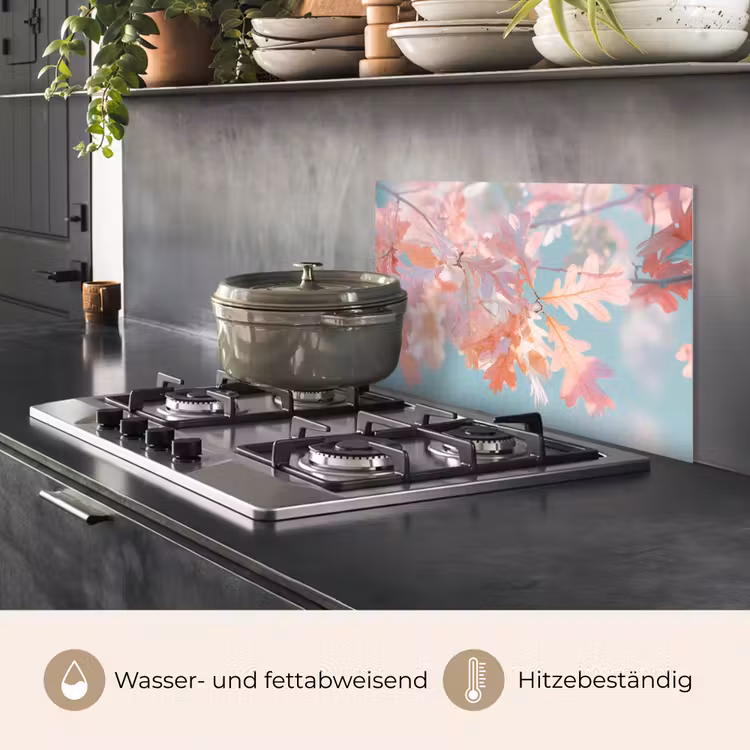 Eikenbladeren - Takken - Roze keuken achterwand spatscherm klein -usp_DE