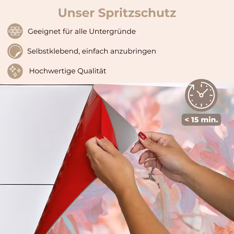 Eikenbladeren - Takken - Roze keuken achterwand spatscherm klein -spatscherm_DE