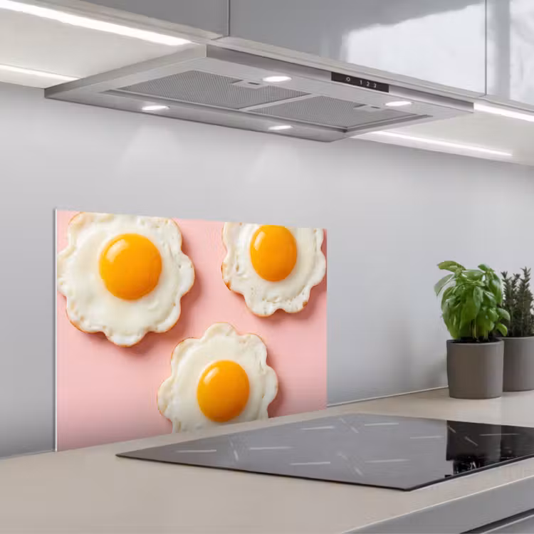 Eieren - Bloem - Roze keuken achterwand spatscherm klein -3d_schuin