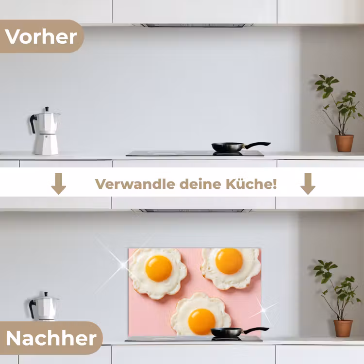 Eieren - Bloem - Roze keuken achterwand spatscherm klein -voor_na_DE