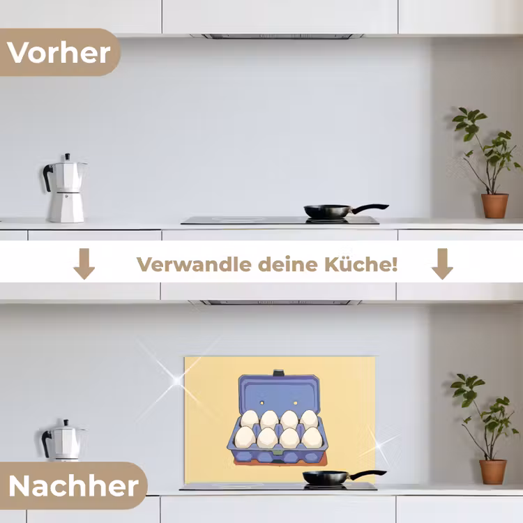 Eieren - Doos - Minimalistisch - Blauw keuken achterwand spatscherm klein -voor_na_DE