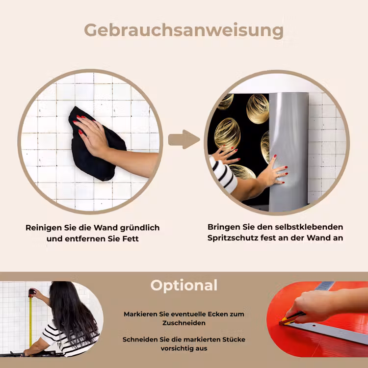 Eieren - Goud - Patroon keuken achterwand spatscherm klein -gebruiksaanwijzing_DE