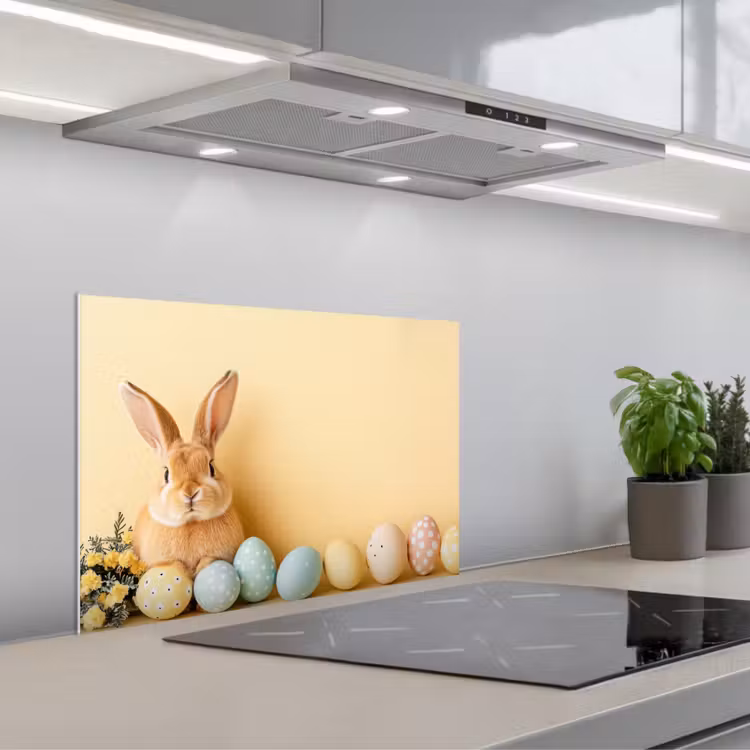 Eieren - Konijn - Pasteltinten keuken achterwand spatscherm klein -3d_schuin