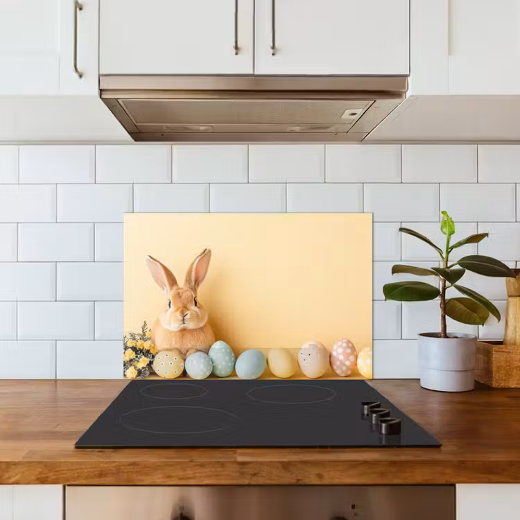 Eieren - Konijn - Pasteltinten keuken achterwand spatscherm klein -sfeer2