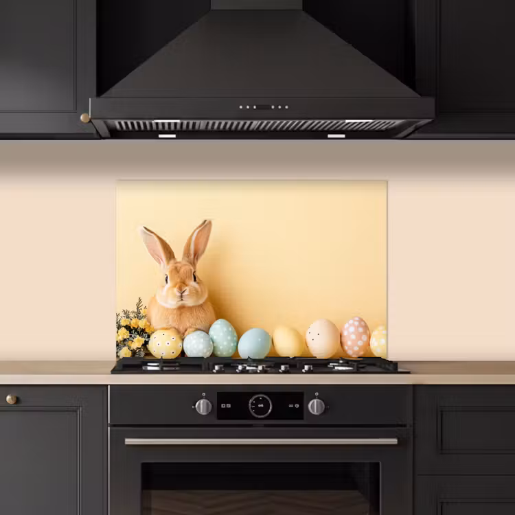 Eieren - Konijn - Pasteltinten keuken achterwand spatscherm klein -sfeer1
