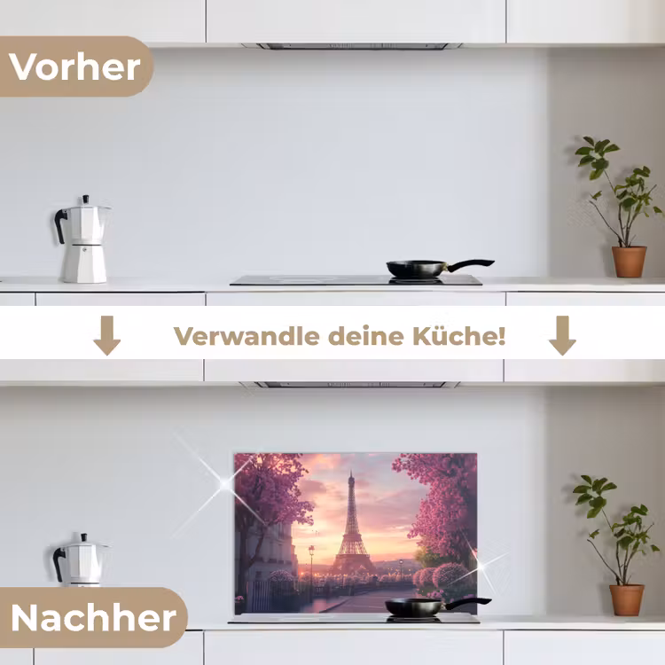 Eiffeltoren - Parijs - Roze keuken achterwand spatscherm klein -voor_na_DE