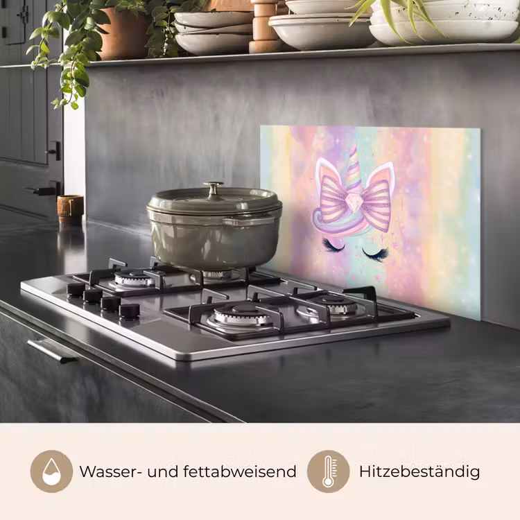 Eenhoorn - Glitters - Regenboog - Pastel keuken achterwand spatscherm klein -usp_DE