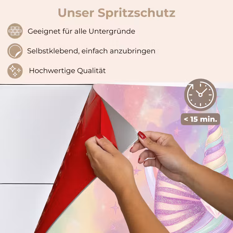 Eenhoorn - Glitters - Regenboog - Pastel keuken achterwand spatscherm klein -spatscherm_DE
