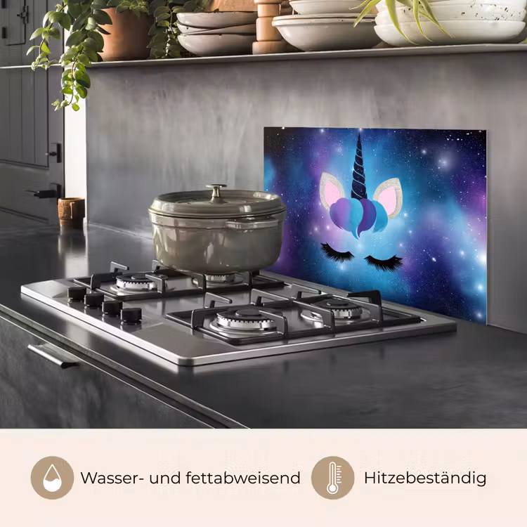 Eenhoorn - Sterren - Blauw keuken achterwand spatscherm klein -usp_DE