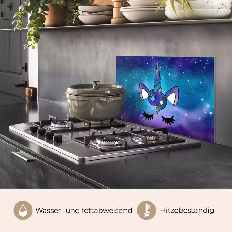 Eenhoorn - Sterrenhemel - Ster - Blauw keuken achterwand spatscherm klein -usp_DE