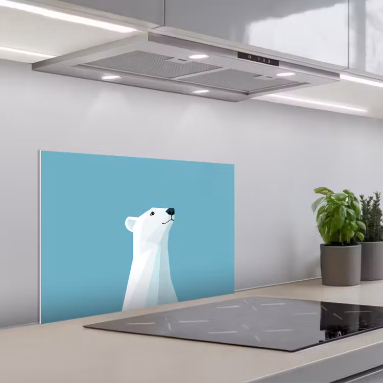 Ijsbeer - Lichtblauw - Minimalistisch keuken achterwand spatscherm klein -3d_schuin
