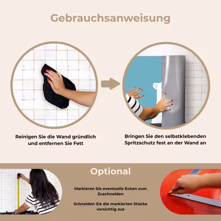 Ijsbeer - Lichtblauw - Minimalistisch keuken achterwand spatscherm klein -gebruiksaanwijzing_DE