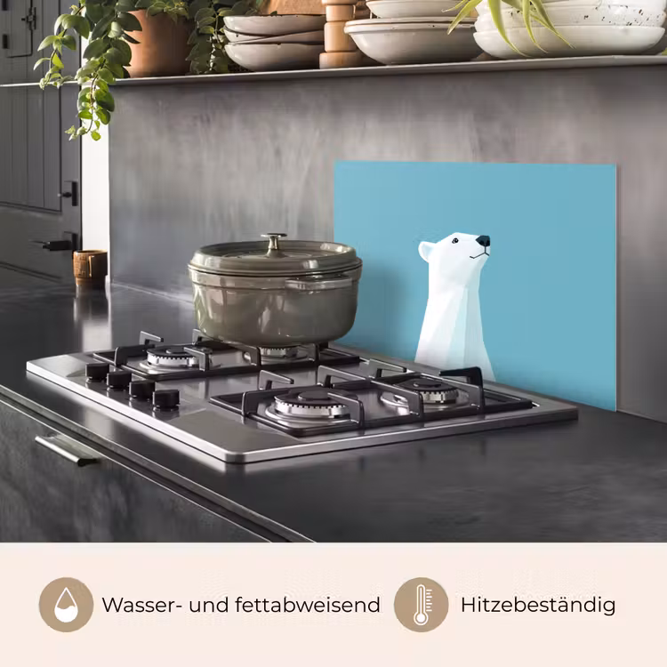 Ijsbeer - Lichtblauw - Minimalistisch keuken achterwand spatscherm klein -usp_DE