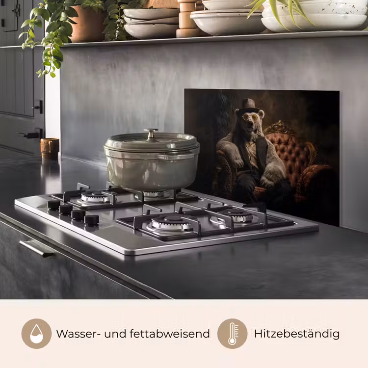 Ijsbeer - Hoed - Bril - Stoel keuken achterwand spatscherm klein -usp_DE
