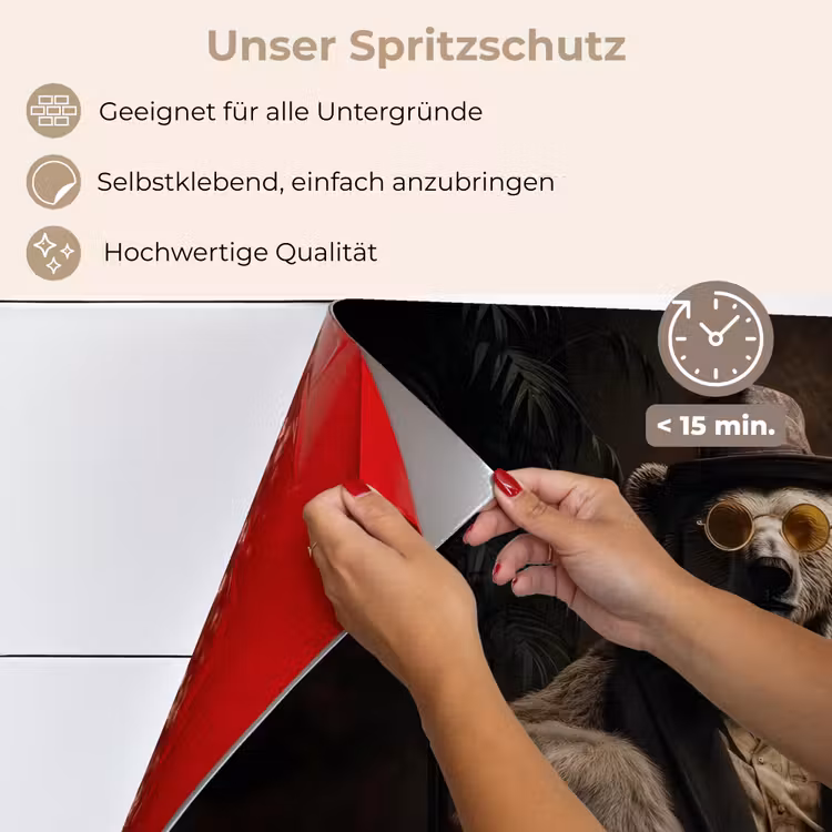 Ijsbeer - Hoed - Bril - Stoel keuken achterwand spatscherm klein -spatscherm_DE