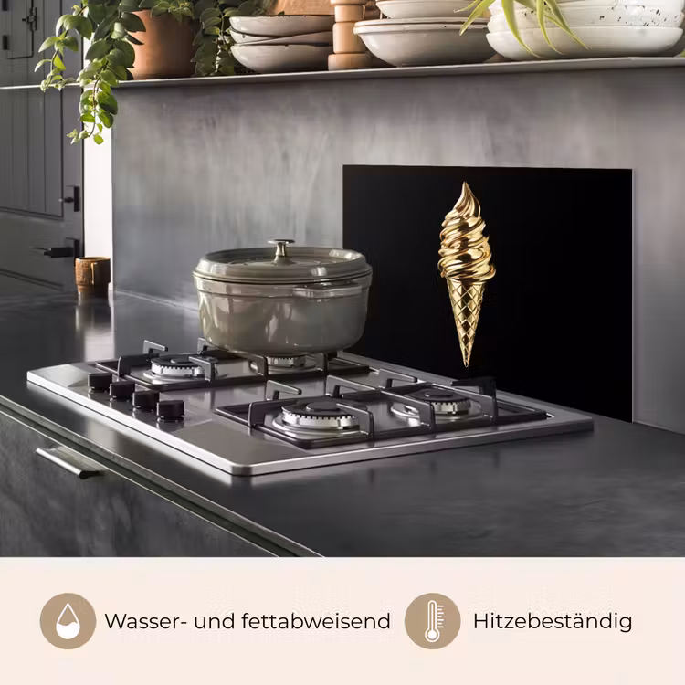Ijs - Goud - Zwart - Eten keuken achterwand spatscherm klein -usp_DE