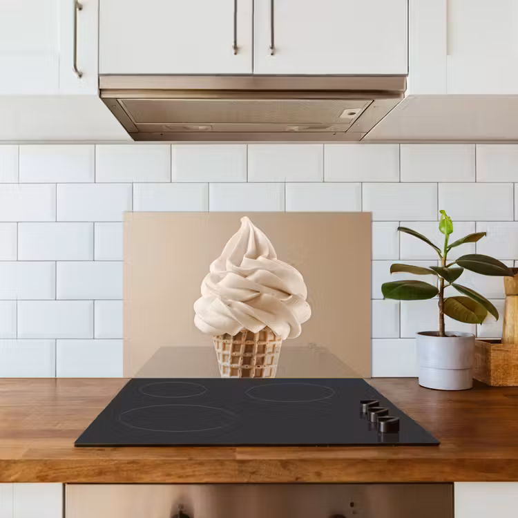IJs - Softijs - Romig - Hoorntje - Beige keuken achterwand spatscherm klein -sfeer2