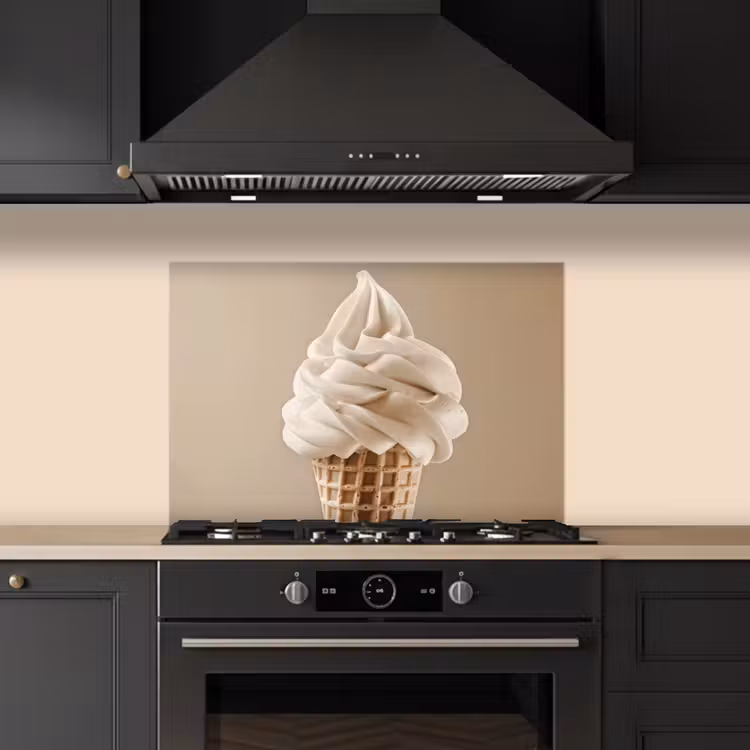 IJs - Softijs - Romig - Hoorntje - Beige keuken achterwand spatscherm klein -sfeer1