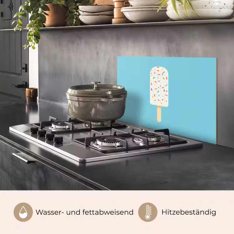 Ijsje - Stokje - Sprinkles - Lichtblauw keuken achterwand spatscherm klein -usp_DE