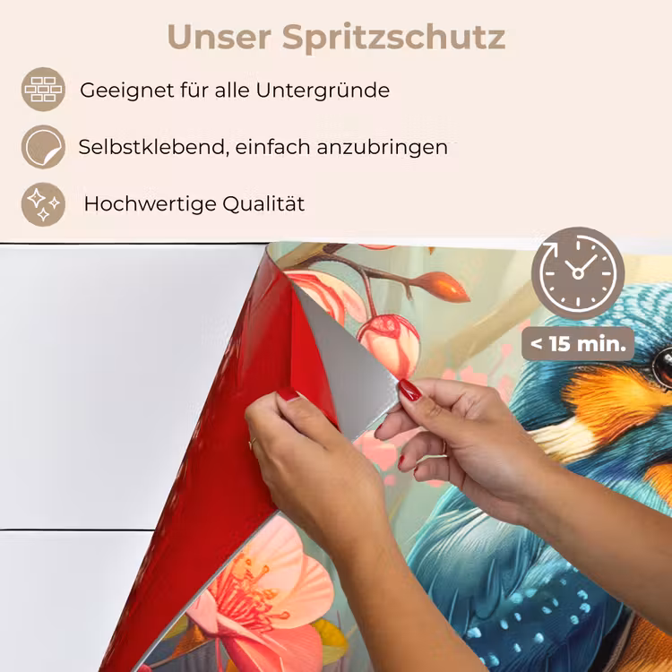 IJsvogel - Bloesem - Natuur - Vogels - Bloemen keuken achterwand spatscherm klein -spatscherm_DE