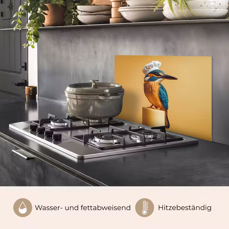 Ijsvogel - Pilaar - Koksmuts - Vogel keuken achterwand spatscherm klein -usp_DE
