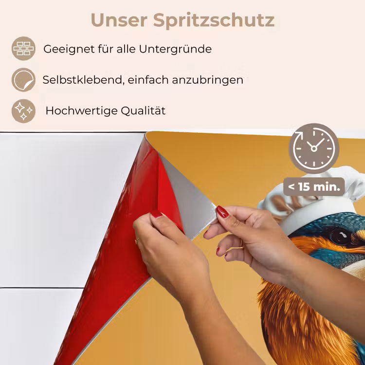 Ijsvogel - Pilaar - Koksmuts - Vogel keuken achterwand spatscherm klein -spatscherm_DE