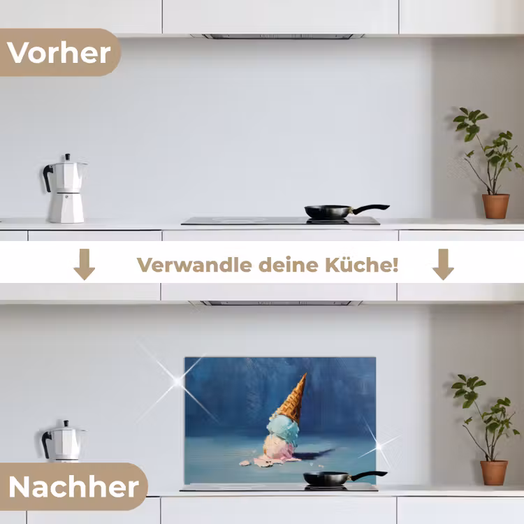 Ijshoorn - Bolletjes - Smelt - Roze keuken achterwand spatscherm klein -voor_na_DE
