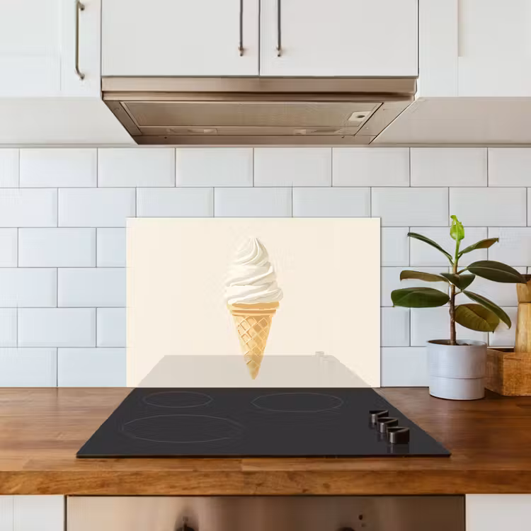 Softijs - Hoorntje - Wit keuken achterwand spatscherm klein -sfeer2