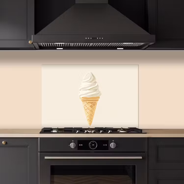 Softijs - Hoorntje - Wit keuken achterwand spatscherm klein -sfeer1
