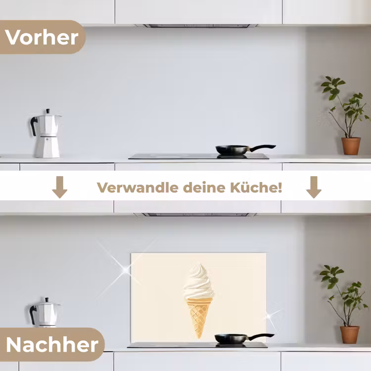 Softijs - Hoorntje - Wit keuken achterwand spatscherm klein -voor_na_DE