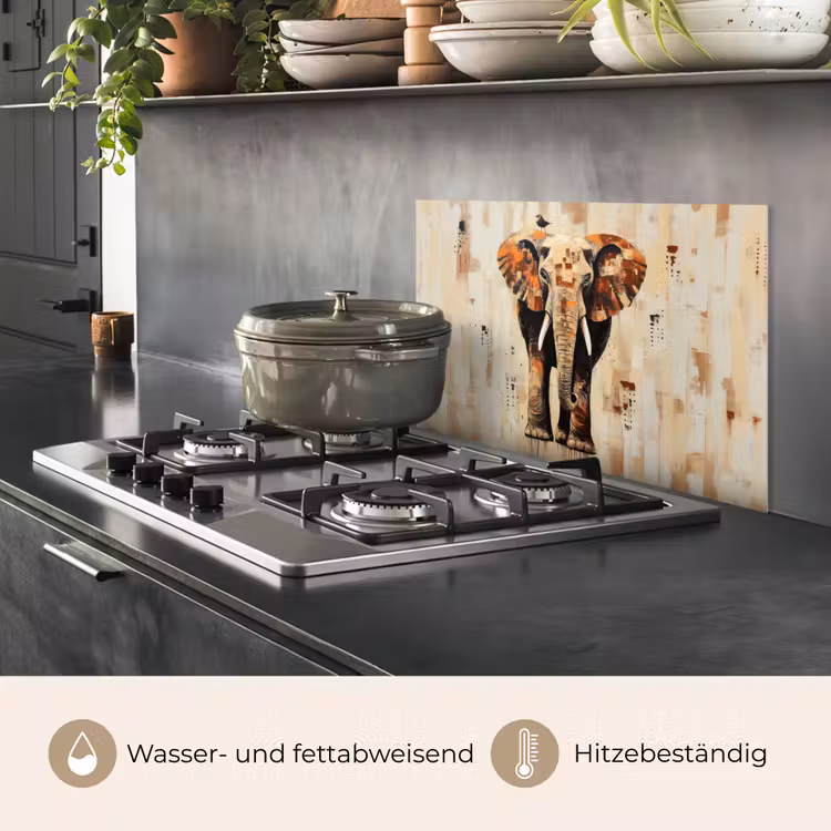 Olifant - Slurf - Mozaïek - Abstract keuken achterwand spatscherm klein -usp_DE