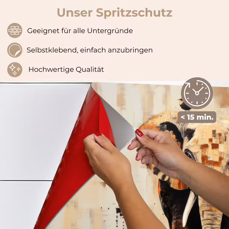 Olifant - Slurf - Mozaïek - Abstract keuken achterwand spatscherm klein -spatscherm_DE