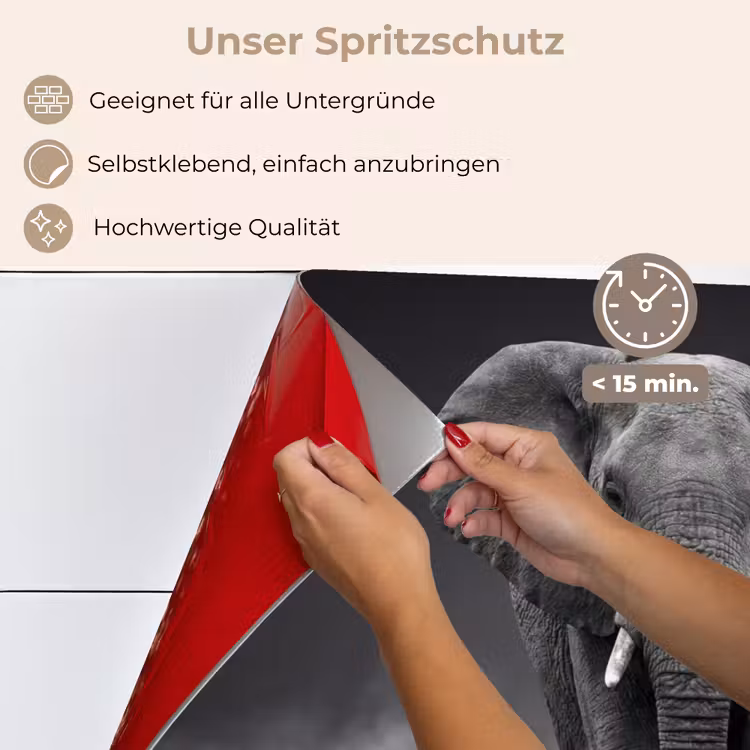 Olifant - Zwart - Wit - Rook keuken achterwand spatscherm klein -spatscherm_DE