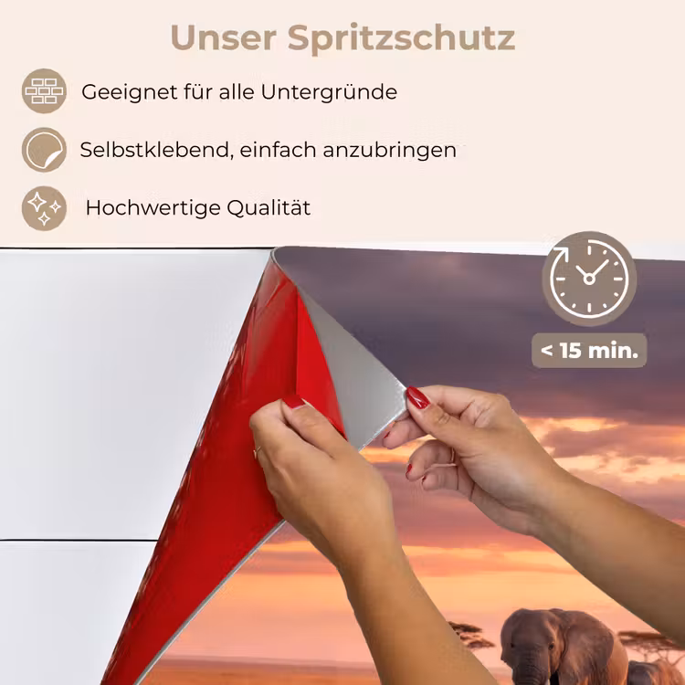 Groep olifanten - Open vlakte - Zon keuken achterwand spatscherm klein -spatscherm_DE