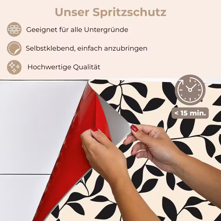 Elegant - Patroon - Zwart - Beige keuken achterwand spatscherm klein 900 -spatscherm_DE