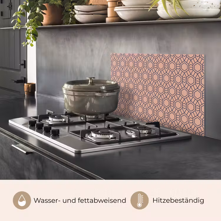 Strak - Patroon - Roze - Donkerblauw keuken achterwand spatscherm klein 900 -usp_DE