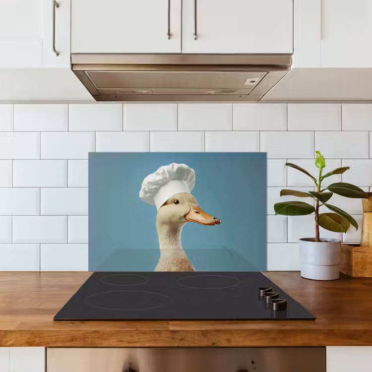 Eend - Koksmuts - Cute - Vogel keuken achterwand spatscherm klein -sfeer2