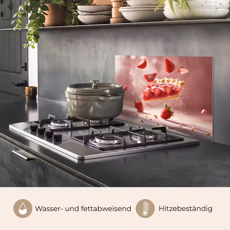Aardbei - Taart- Eten - Roze keuken achterwand spatscherm klein -usp_DE