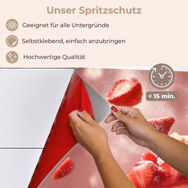 Aardbei - Taart- Eten - Roze keuken achterwand spatscherm klein -spatscherm_DE
