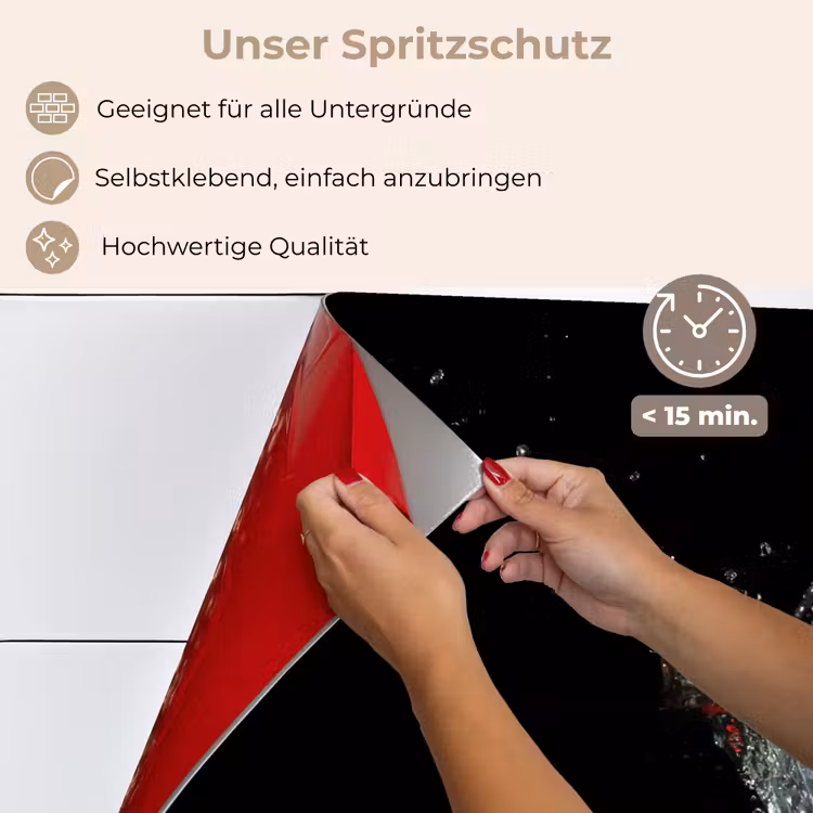 Aardbeien - Fruit - Water - Zwart - Rood keuken achterwand spatscherm klein -spatscherm_DE