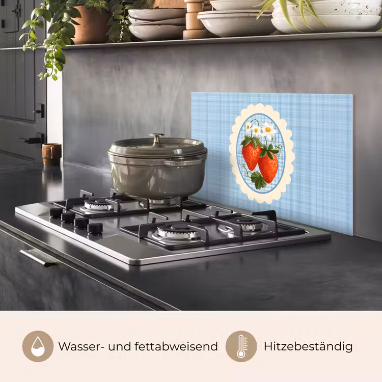 Aardbeien - Lijst - Rood - Geruit keuken achterwand spatscherm klein -usp_DE